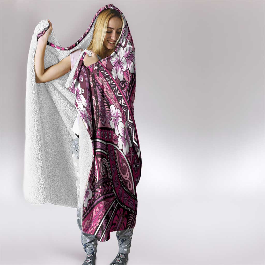 Polynesian Hibiscus Tropical Pink Floral Hooded Blanket Tribal Pattern LT01 - Polynesian Pride