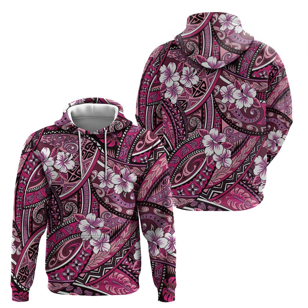 Polynesian Hibiscus Tropical Pink Floral Hoodie Tribal Pattern LT01 - Polynesian Pride