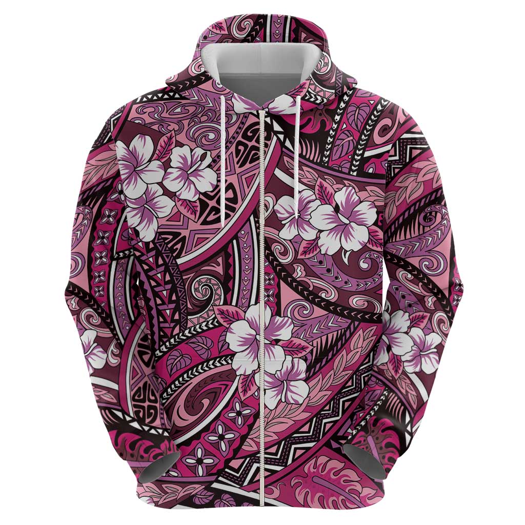 Polynesian Hibiscus Tropical Pink Floral Hoodie Tribal Pattern LT01 - Polynesian Pride