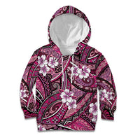 Polynesian Hibiscus Tropical Pink Floral Kid Hoodie Tribal Pattern LT01 Hoodie Pink - Polynesian Pride