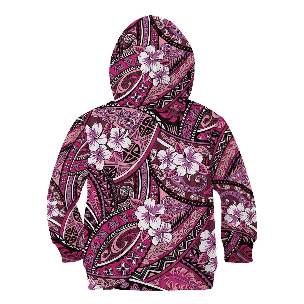 Polynesian Hibiscus Tropical Pink Floral Kid Hoodie Tribal Pattern LT01 - Polynesian Pride
