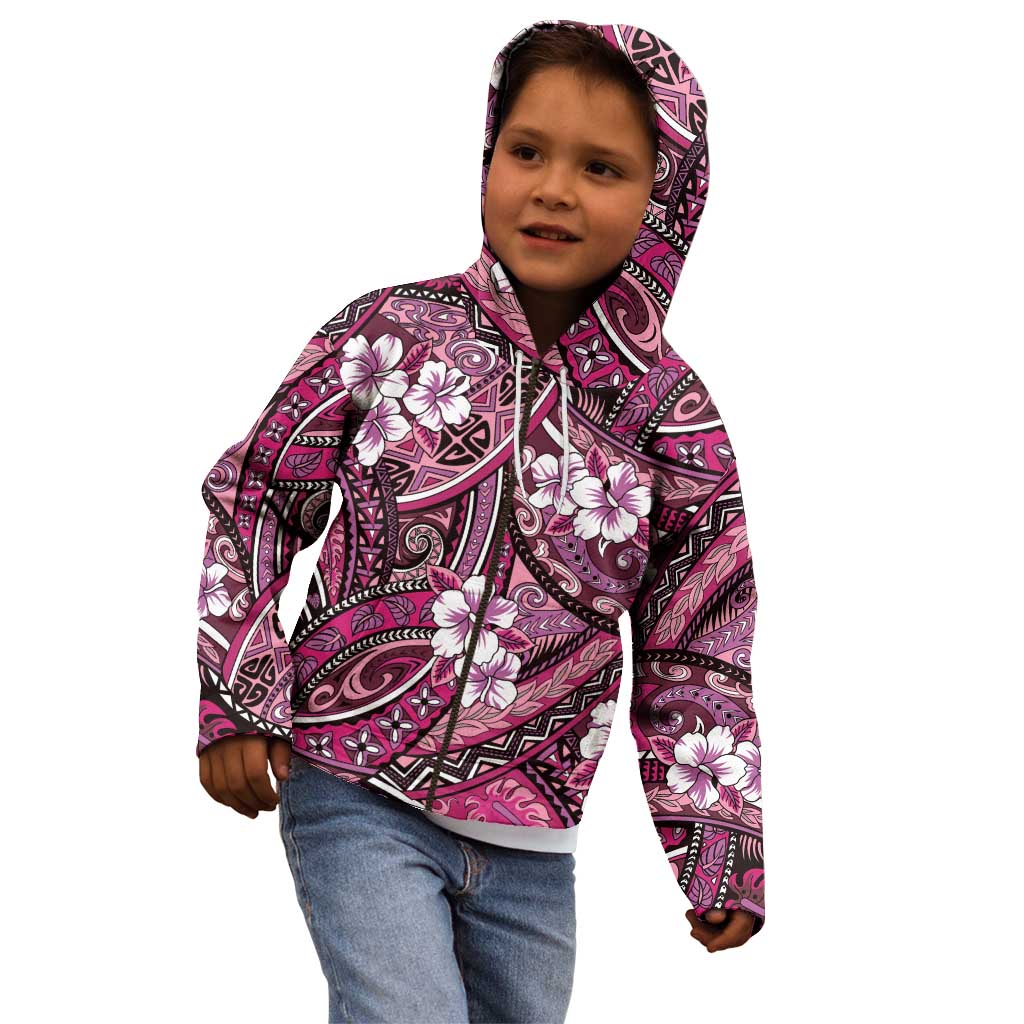 Polynesian Hibiscus Tropical Pink Floral Kid Hoodie Tribal Pattern LT01 - Polynesian Pride