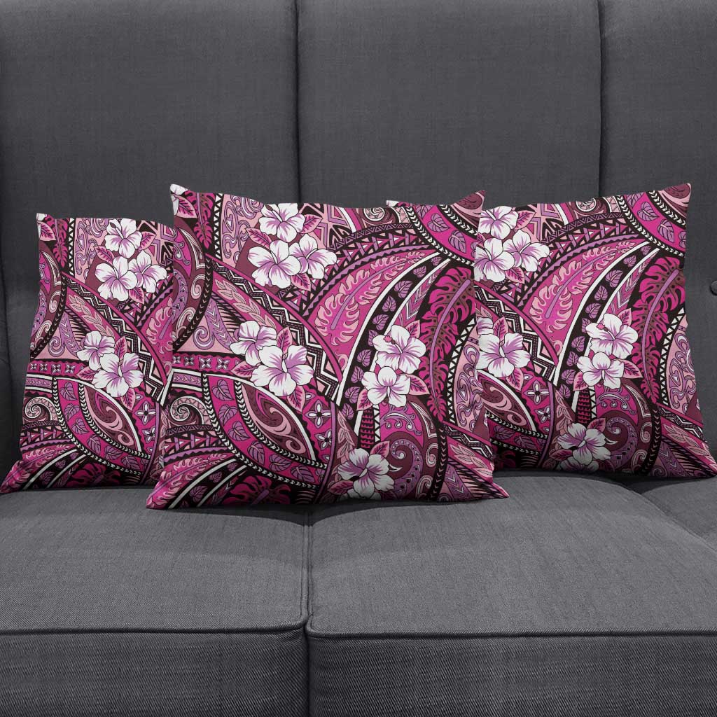 Polynesian Hibiscus Tropical Pink Floral Pillow Cover Tribal Pattern LT01 - Polynesian Pride