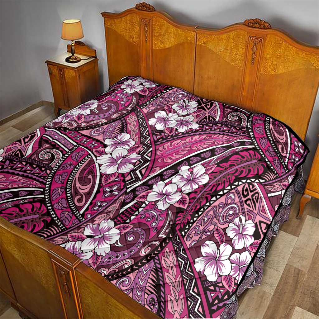 Polynesian Hibiscus Tropical Pink Floral Quilt Tribal Pattern LT01 - Polynesian Pride
