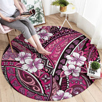 Polynesian Hibiscus Tropical Pink Floral Round Carpet Tribal Pattern LT01 - Polynesian Pride