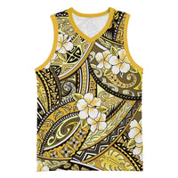 Polynesian Hibiscus Tropical Yellow Floral Basketball Jersey Tribal Pattern LT01 Unisex Yellow - Polynesian Pride