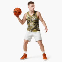Polynesian Hibiscus Tropical Yellow Floral Basketball Jersey Tribal Pattern LT01 - Polynesian Pride