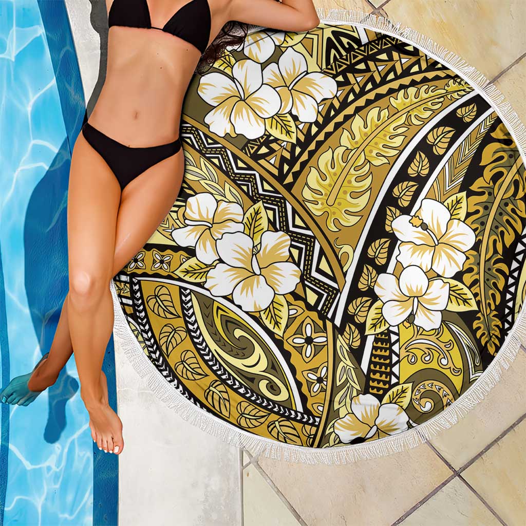Polynesian Hibiscus Tropical Yellow Floral Beach Blanket Tribal Pattern LT01 - Polynesian Pride