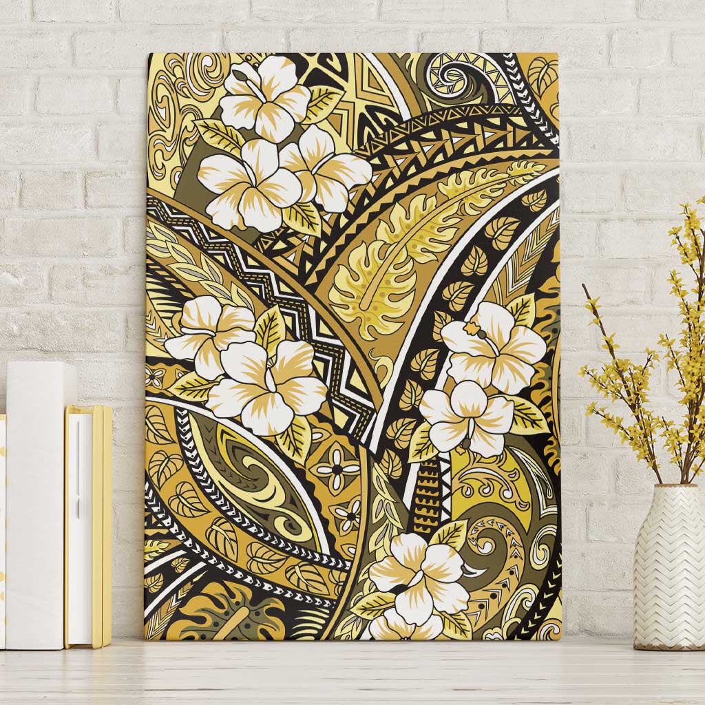 Polynesian Hibiscus Tropical Yellow Floral Canvas Wall Art Tribal Pattern LT01 Without Frame Yellow - Polynesian Pride