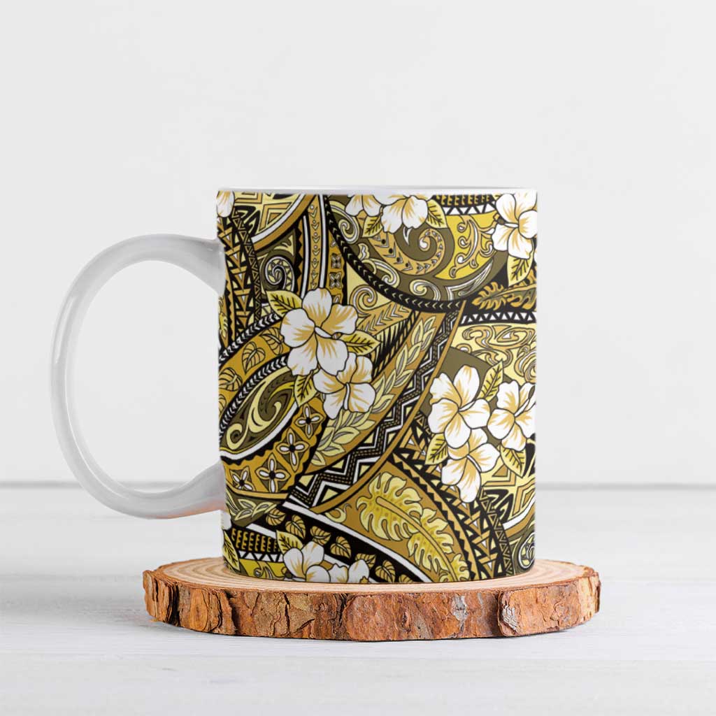 Polynesian Hibiscus Tropical Yellow Floral Ceramic Mug Tribal Pattern LT01 Yellow - Polynesian Pride