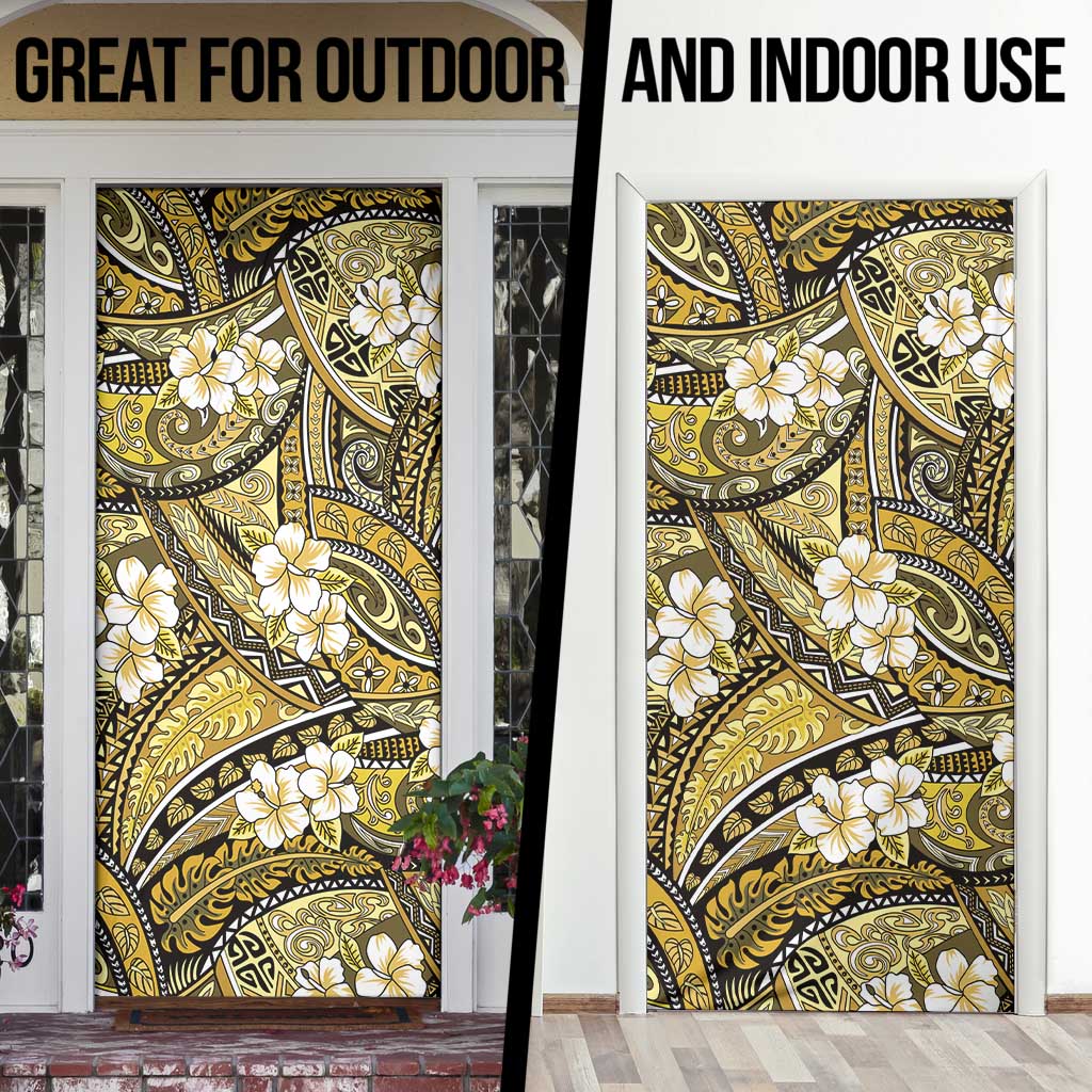 Polynesian Hibiscus Tropical Yellow Floral Door Cover Tribal Pattern LT01 - Polynesian Pride