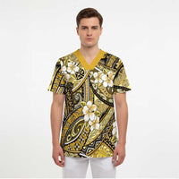 Polynesian Hibiscus Tropical Yellow Floral Scrub Top Tribal Pattern LT01 - Polynesian Pride