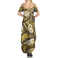 Polynesian Hibiscus Tropical Yellow Floral Summer Maxi Dress Tribal Pattern LT01 - Polynesian Pride