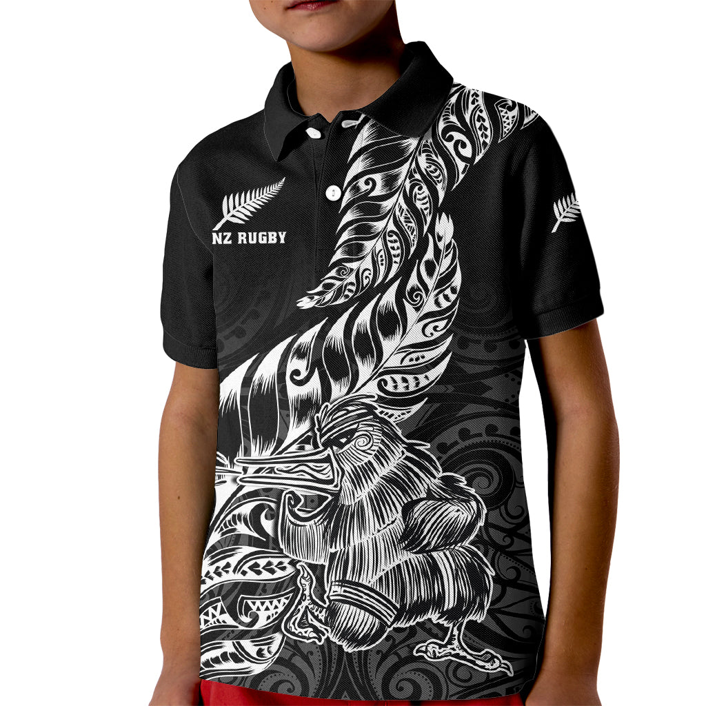 New Zealand Silver Fern Rugby Kid Polo Shirt Aotearoa Kiwi Maori Black Version LT01 Kid Black - Polynesian Pride