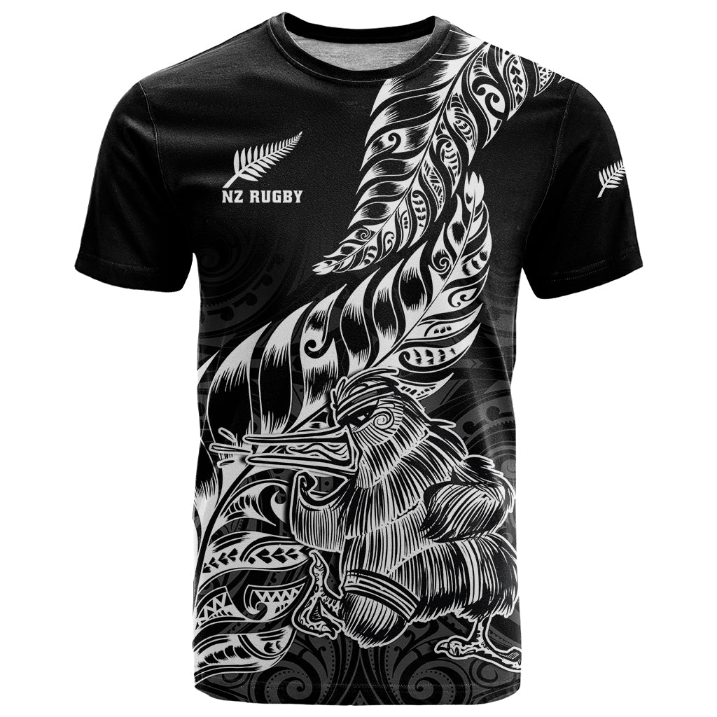 New Zealand Silver Fern Rugby T Shirt Aotearoa Kiwi Maori Black Version LT01 Black - Polynesian Pride