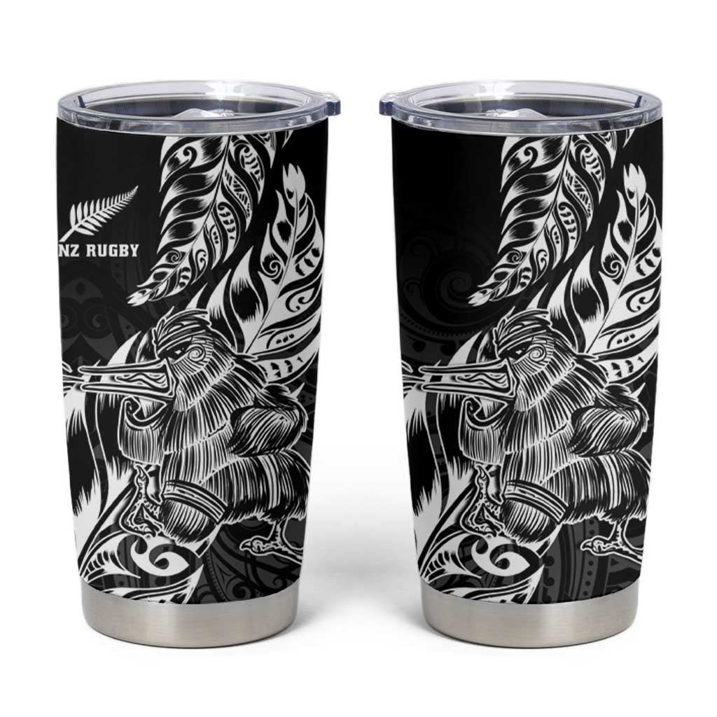 New Zealand Silver Fern Rugby Tumbler Cup Aotearoa Kiwi Maori Black Version LT01 Black - Polynesian Pride