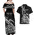 Custom New Zealand Silver Fern Rugby Couples Matching Off Shoulder Maxi Dress and Hawaiian Shirt Aotearoa Kiwi Maori Black Version LT01 - Polynesian Pride