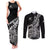 Custom New Zealand Silver Fern Rugby Couples Matching Tank Maxi Dress and Long Sleeve Button Shirts Aotearoa Kiwi Maori Black Version LT01 Black - Polynesian Pride