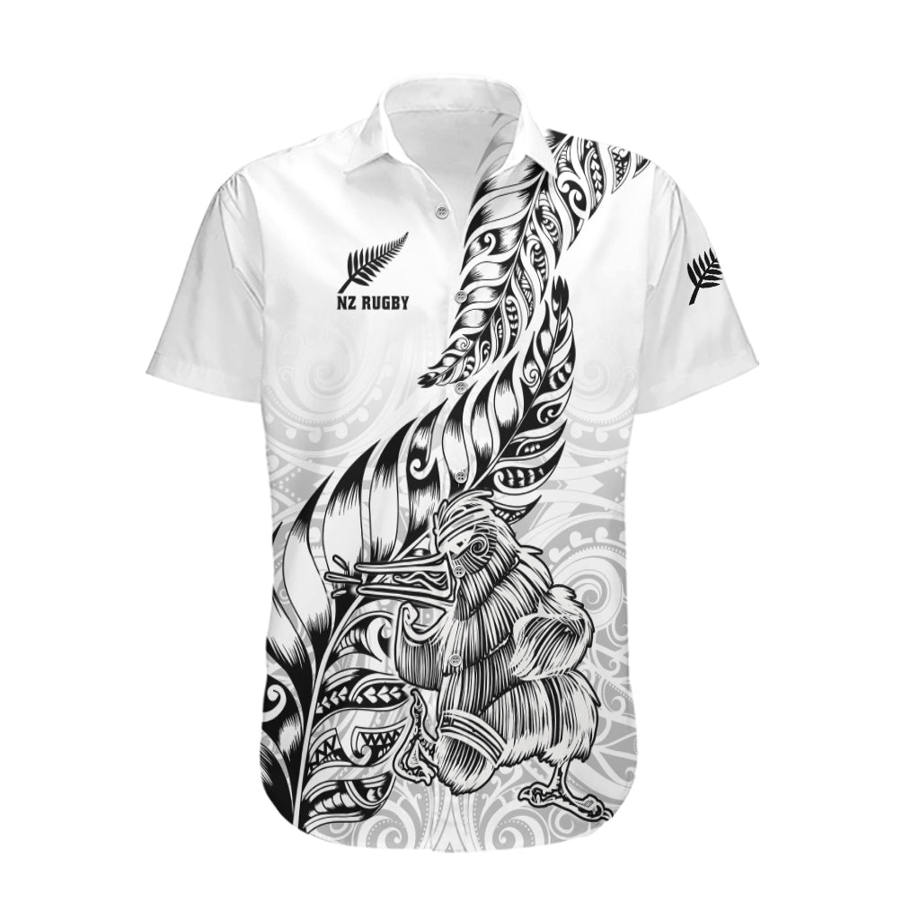 New Zealand Silver Fern Rugby Hawaiian Shirt Aotearoa Kiwi Maori White Version LT01 White - Polynesian Pride