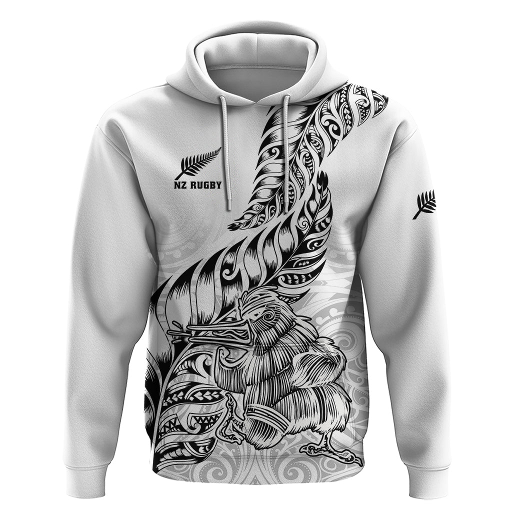 Aotearoa Silver Fern Kiwi Maori – Rugby Hoodie – White LT01 White - Polynesian Pride