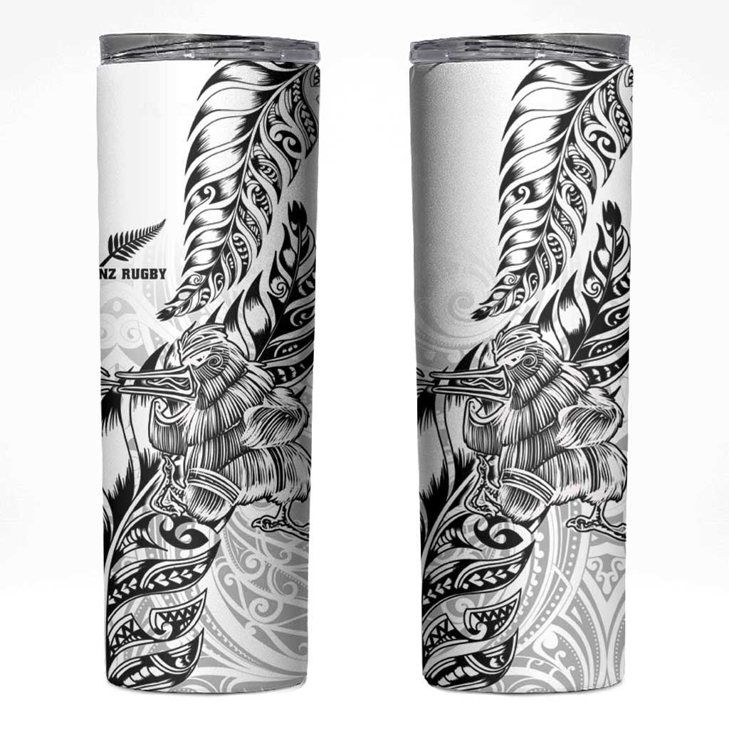 New Zealand Silver Fern Rugby Skinny Tumbler Aotearoa Kiwi Maori White Version