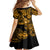 Hawaii Ukulele Family Matching Off Shoulder Short Dress and Hawaiian Shirt Polynesian Pattern Gold Version LT01 - Polynesian Pride