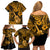 Hawaii Ukulele Family Matching Off Shoulder Short Dress and Hawaiian Shirt Polynesian Pattern Gold Version LT01 - Polynesian Pride