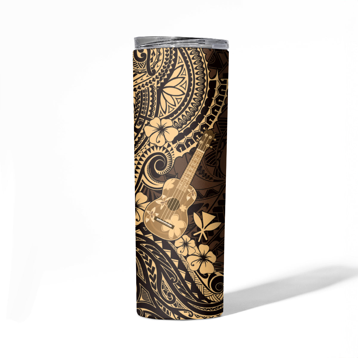 Hawaii Ukulele Skinny Tumbler Polynesian Pattern Gold Version LT01 - Polynesian Pride