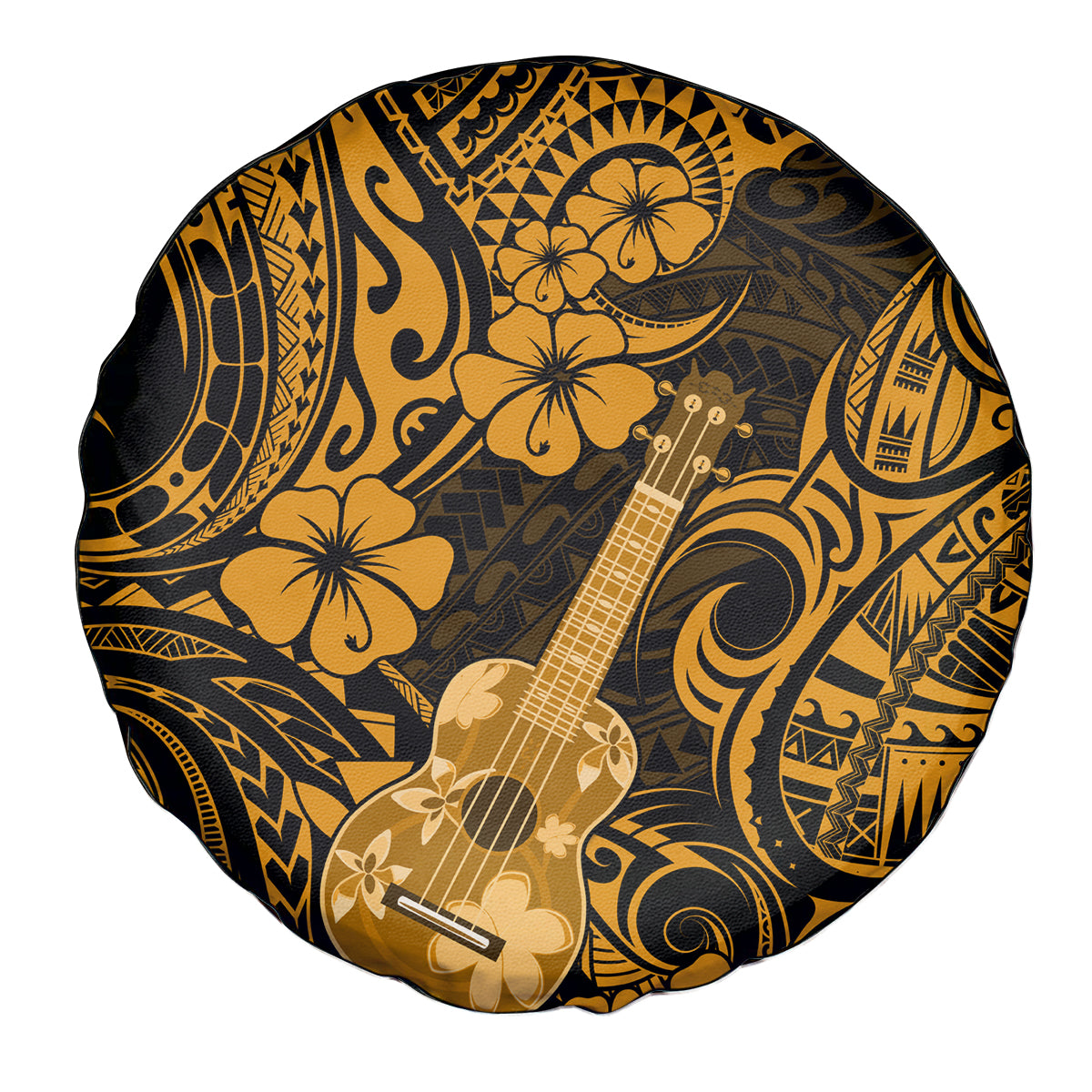 Hawaii Ukulele Spare Tire Cover Polynesian Pattern Gold Version LT01 Gold - Polynesian Pride