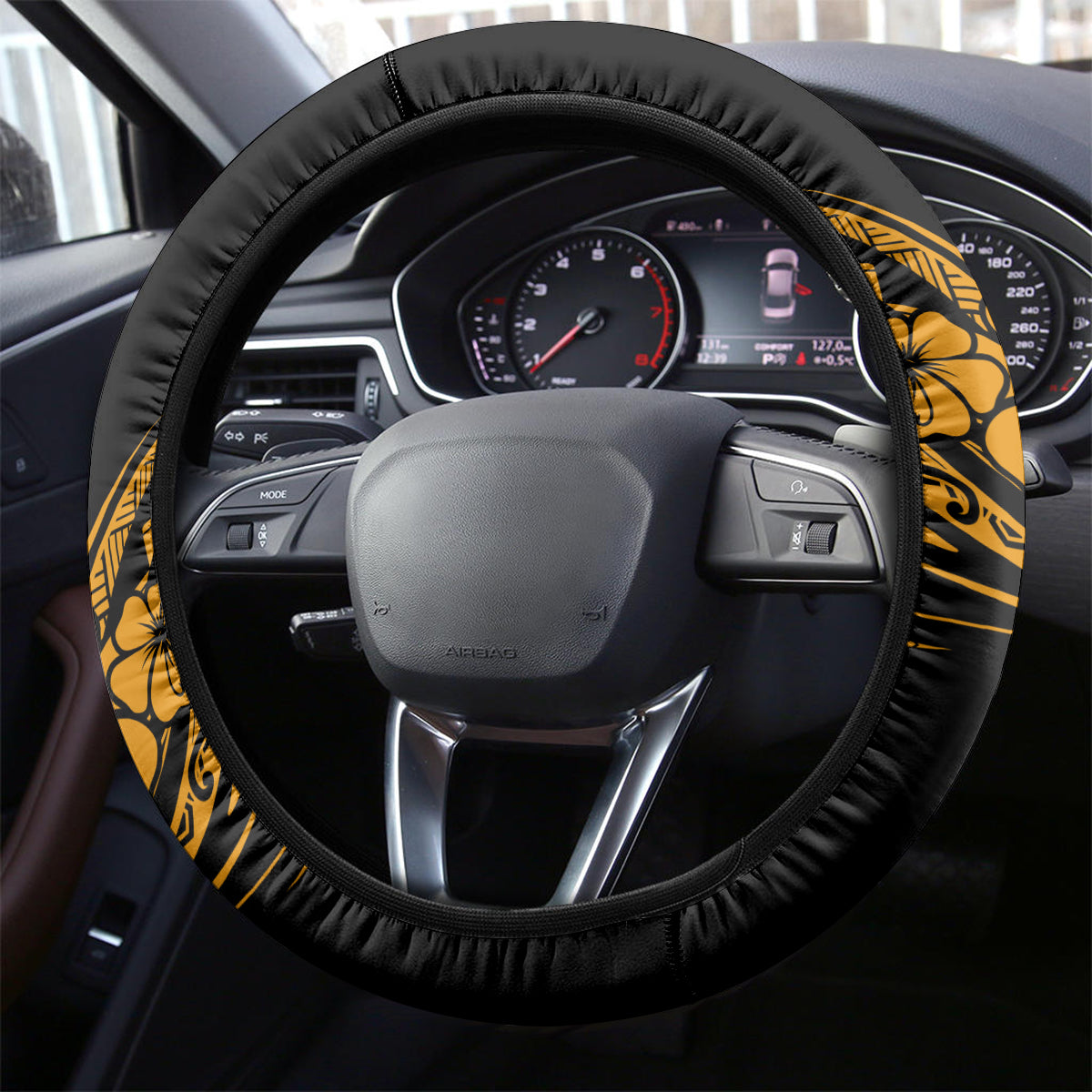 Hawaii Ukulele Steering Wheel Cover Polynesian Pattern Gold Version LT01 - Polynesian Pride