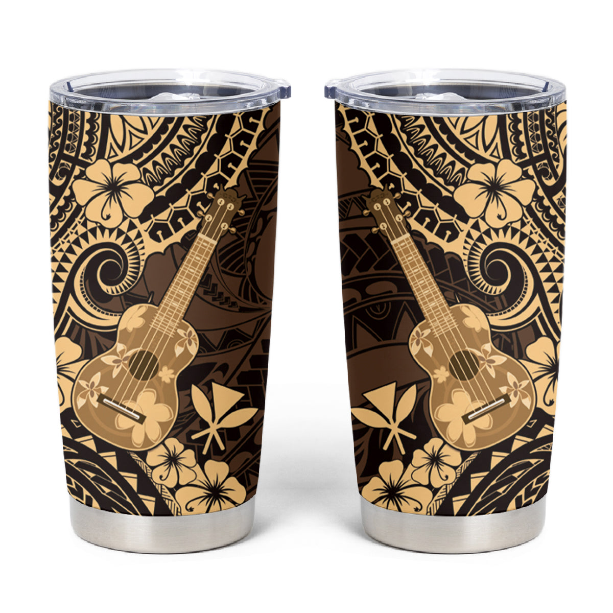 Hawaii Ukulele Tumbler Cup Polynesian Pattern Gold Version LT01 Gold - Polynesian Pride