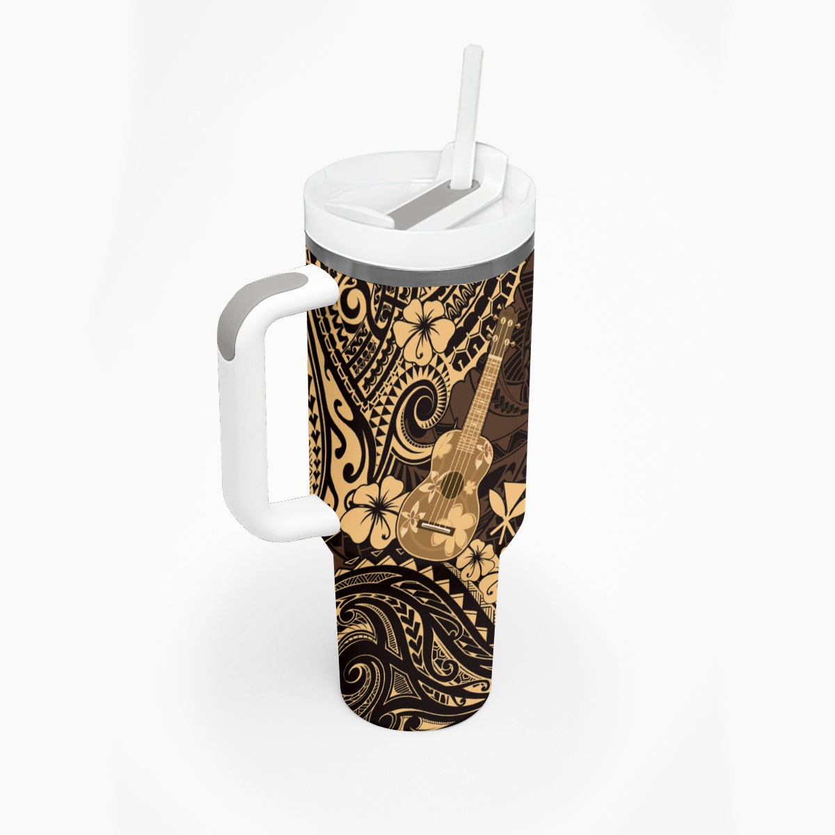 Hawaii Ukulele Tumbler With Handle Polynesian Pattern Gold Version LT01 - Polynesian Pride