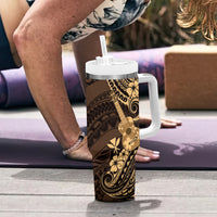 Hawaii Ukulele Tumbler With Handle Polynesian Pattern Gold Version LT01 - Polynesian Pride