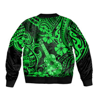 Hawaii Ukulele Bomber Jacket Polynesian Pattern Green Version LT01 - Polynesian Pride