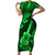 Hawaii Ukulele Family Matching Short Sleeve Bodycon Dress and Hawaiian Shirt Polynesian Pattern Green Version LT01 Mom's Dress Green - Polynesian Pride