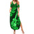 Hawaii Ukulele Family Matching Summer Maxi Dress and Hawaiian Shirt Polynesian Pattern Green Version LT01 Mom's Dress Green - Polynesian Pride