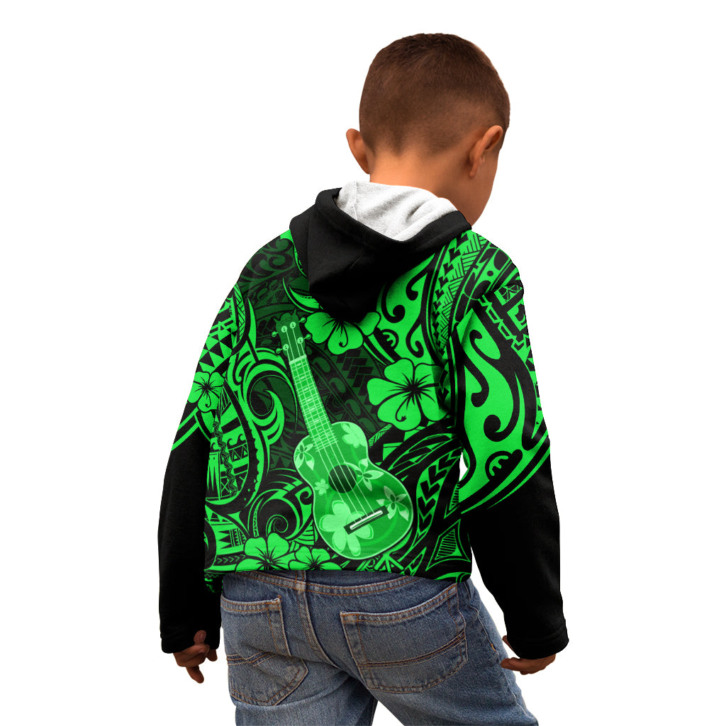 Hawaii Ukulele Kid Hoodie Polynesian Pattern Green Version LT01 - Polynesian Pride