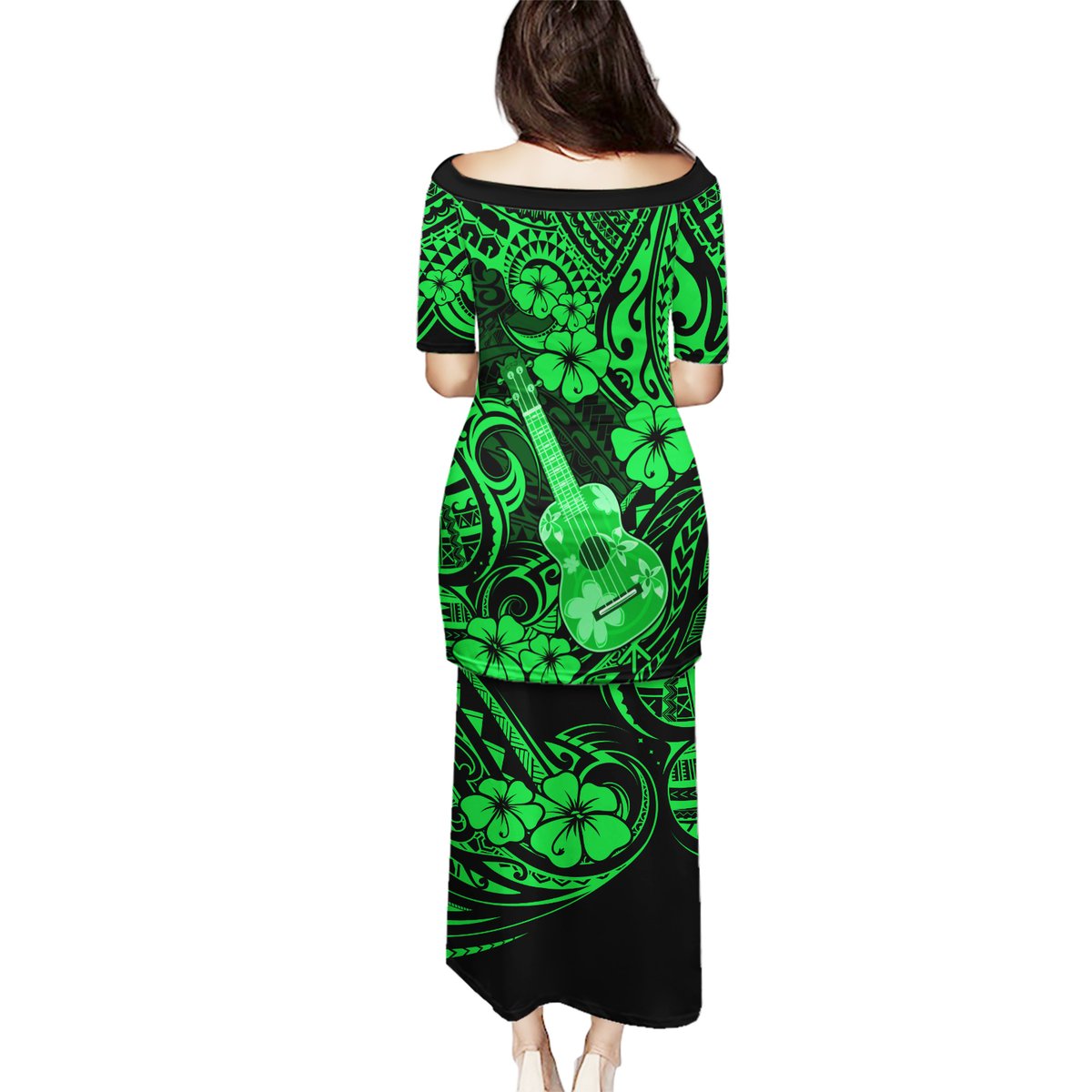 Hawaii Ukulele Puletasi Polynesian Pattern Green Version LT01 - Polynesian Pride