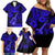 Hawaii Ukulele Family Matching Off Shoulder Short Dress and Hawaiian Shirt Polynesian Pattern Navy Blue Version LT01 - Polynesian Pride