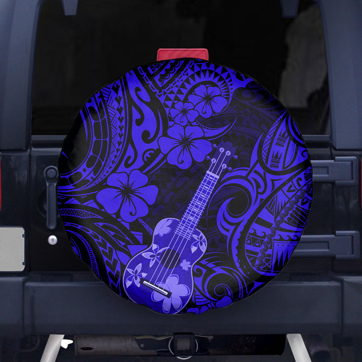 Hawaii Ukulele Spare Tire Cover Polynesian Pattern Navy Blue Version LT01 - Polynesian Pride