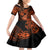 Hawaii Ukulele Family Matching Off Shoulder Short Dress and Hawaiian Shirt Polynesian Pattern Orange Version LT01 Daughter's Dress Orange - Polynesian Pride