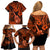 Hawaii Ukulele Family Matching Off Shoulder Short Dress and Hawaiian Shirt Polynesian Pattern Orange Version LT01 - Polynesian Pride