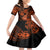 Hawaii Ukulele Family Matching Short Sleeve Bodycon Dress and Hawaiian Shirt Polynesian Pattern Orange Version LT01 Daughter's Dress Orange - Polynesian Pride