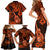 Hawaii Ukulele Family Matching Short Sleeve Bodycon Dress and Hawaiian Shirt Polynesian Pattern Orange Version LT01 - Polynesian Pride