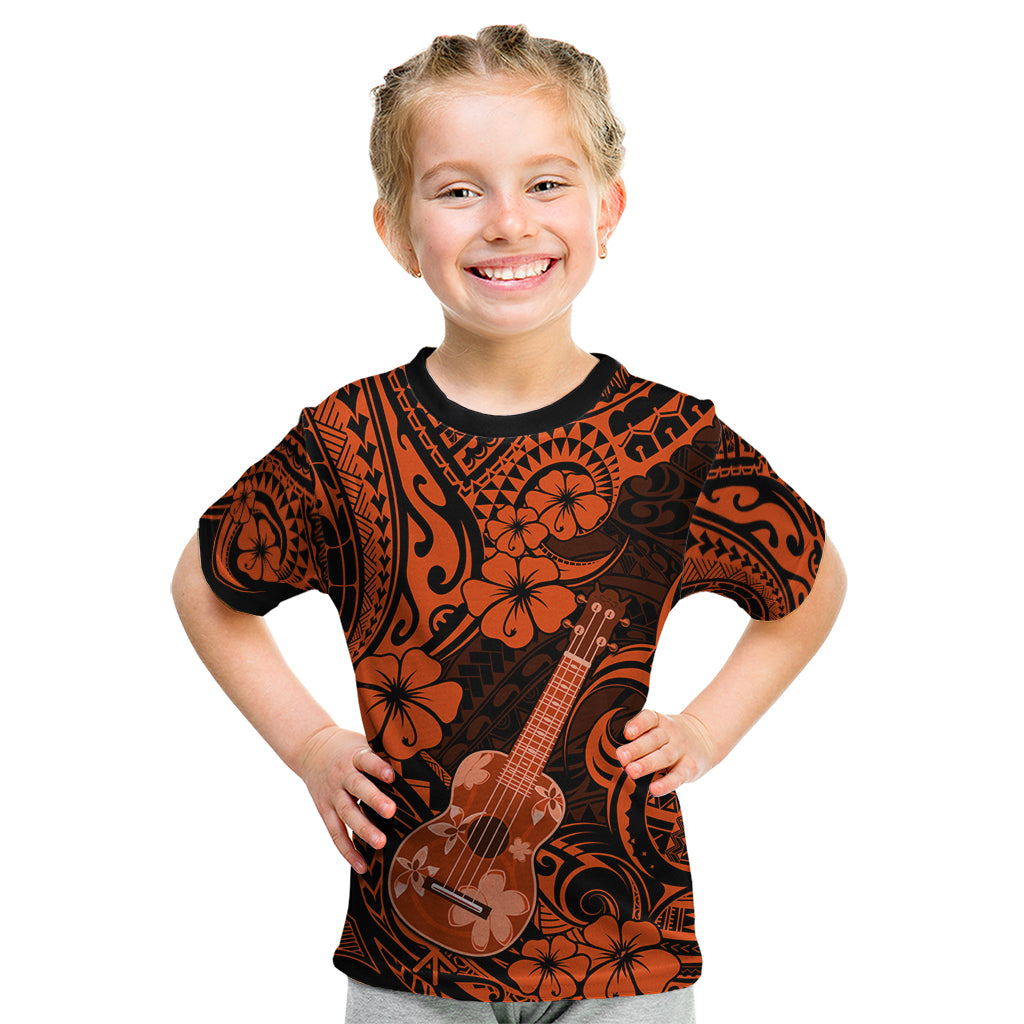 Hawaii Ukulele Kid T Shirt Polynesian Pattern Orange Version LT01 Orange - Polynesian Pride