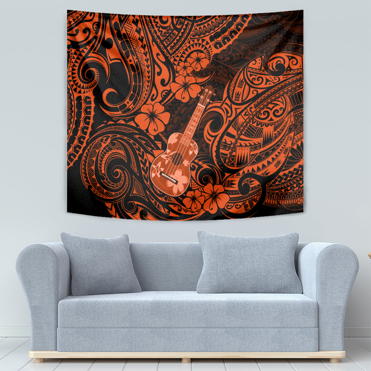 Hawaii Ukulele Tapestry Polynesian Pattern Orange Version LT01 - Polynesian Pride