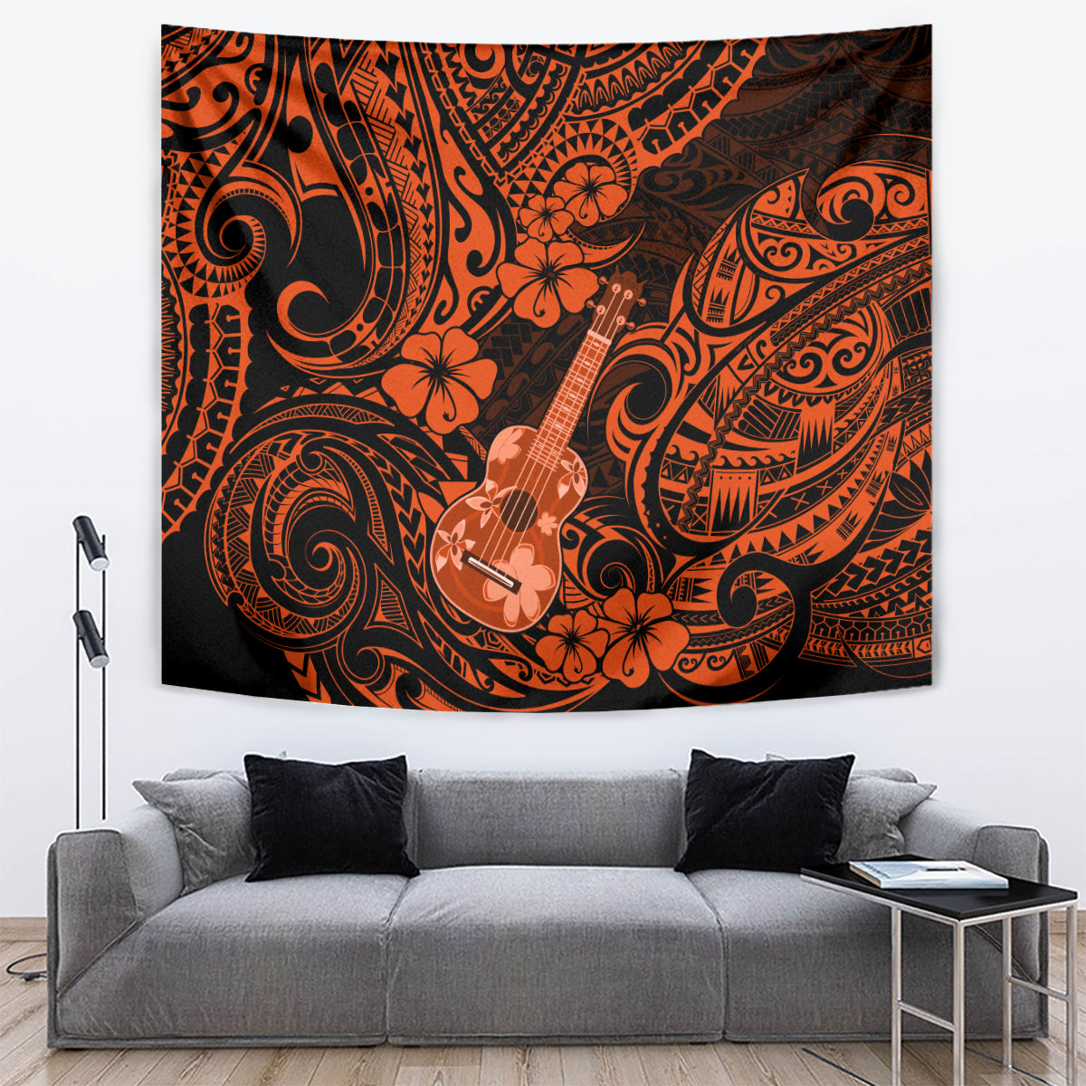 Hawaii Ukulele Tapestry Polynesian Pattern Orange Version LT01 - Polynesian Pride