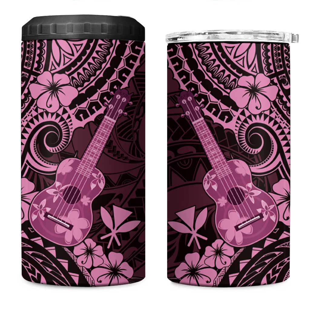 Hawaii Ukulele 4 in 1 Can Cooler Tumbler Polynesian Pattern Pink Version LT01 One Size: 16 oz Pink - Polynesian Pride