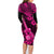 Hawaii Ukulele Family Matching Long Sleeve Bodycon Dress and Hawaiian Shirt Polynesian Pattern Pink Version LT01 - Polynesian Pride