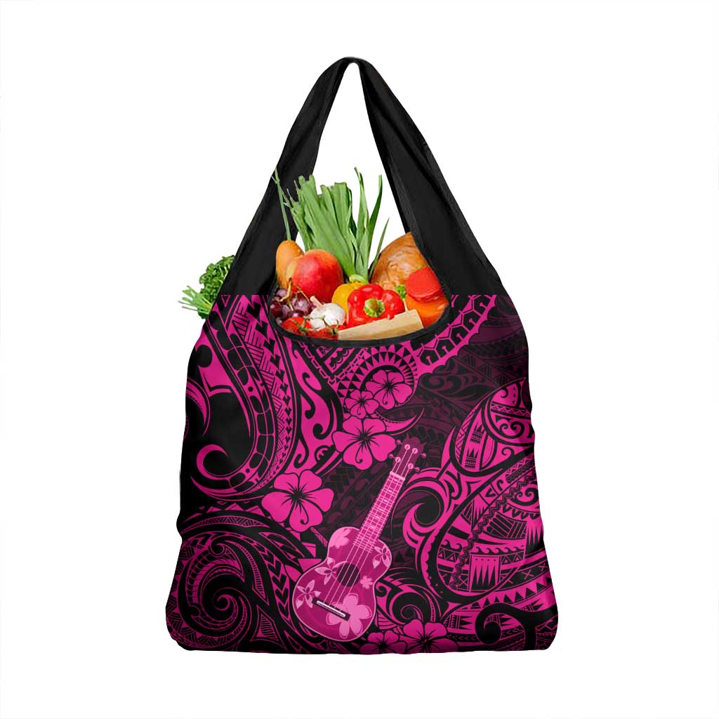 Hawaii Ukulele Grocery Bag Polynesian Pattern Pink Version LT01 1-pack One Size Pink - Polynesian Pride